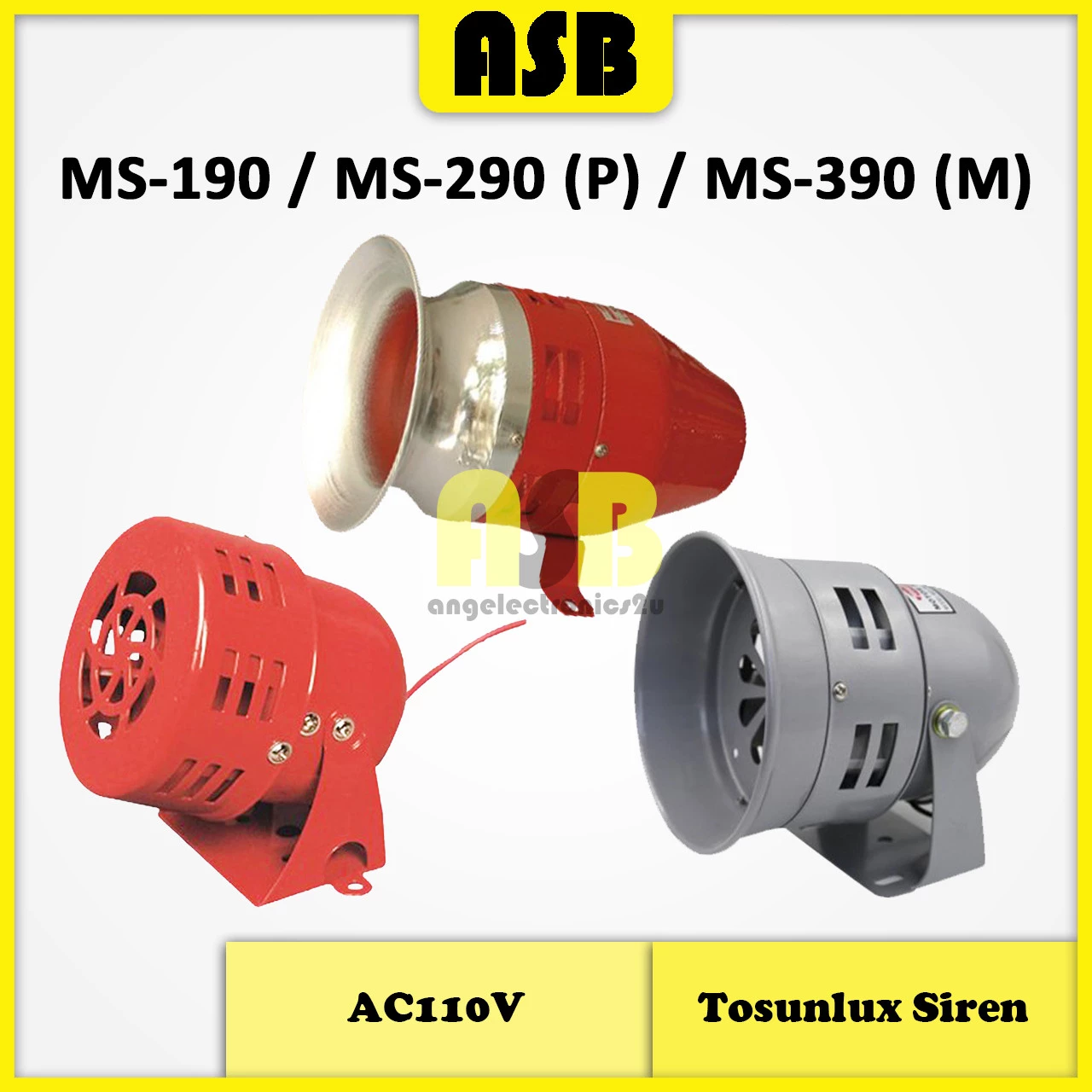 (1pc) Tosunlux Buzzer / Siren AC110V ( Plastic / Metal )