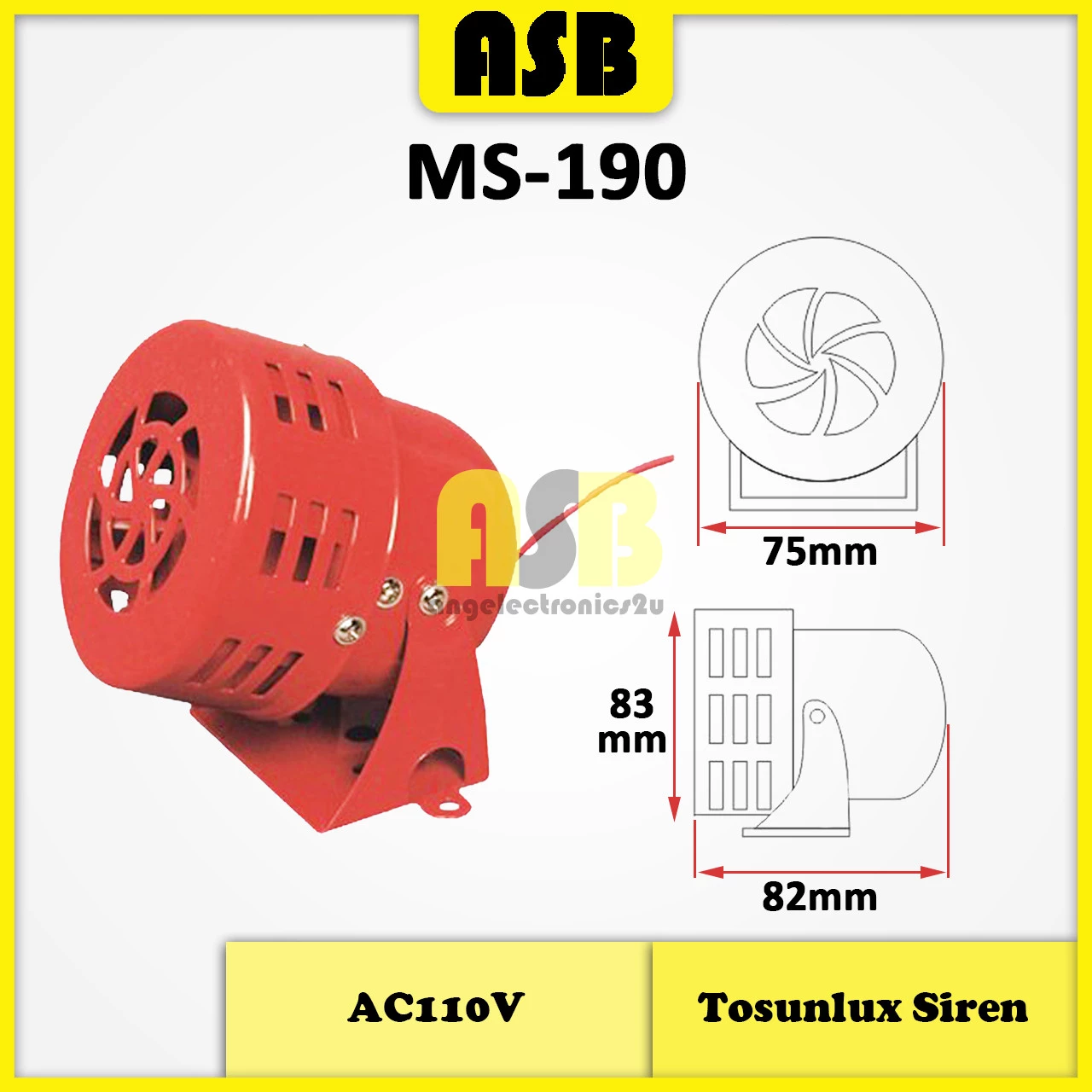 (1pc) Tosunlux Buzzer / Siren AC110V ( Plastic / Metal )
