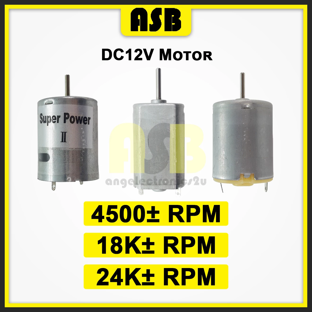 (1pc) DC Motor DC12V ( Super Power II / Yellow / SQUARE )