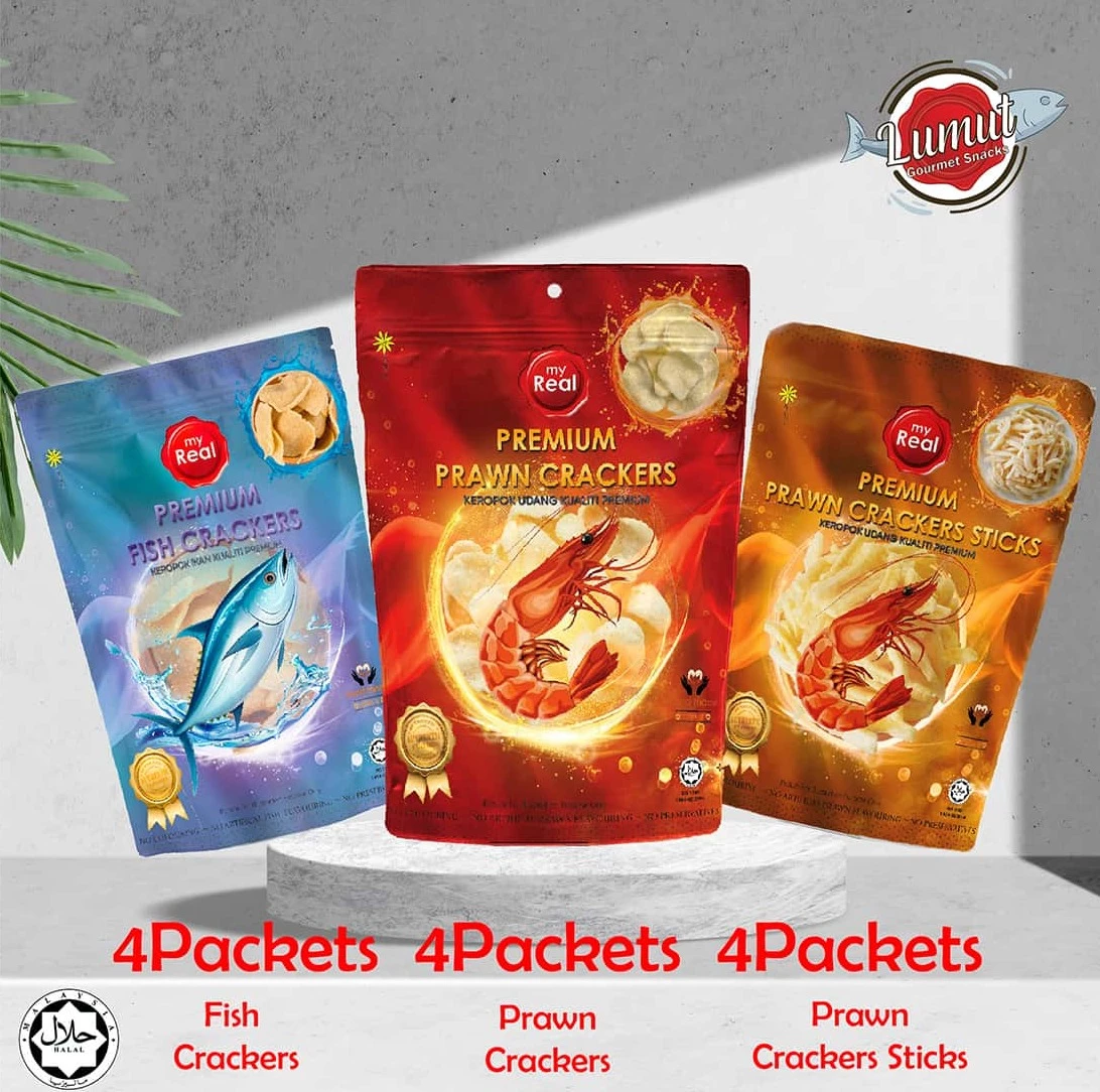 12 x50 Grams myReal Prawn Crackers / Fish Crackers (Variety)-img