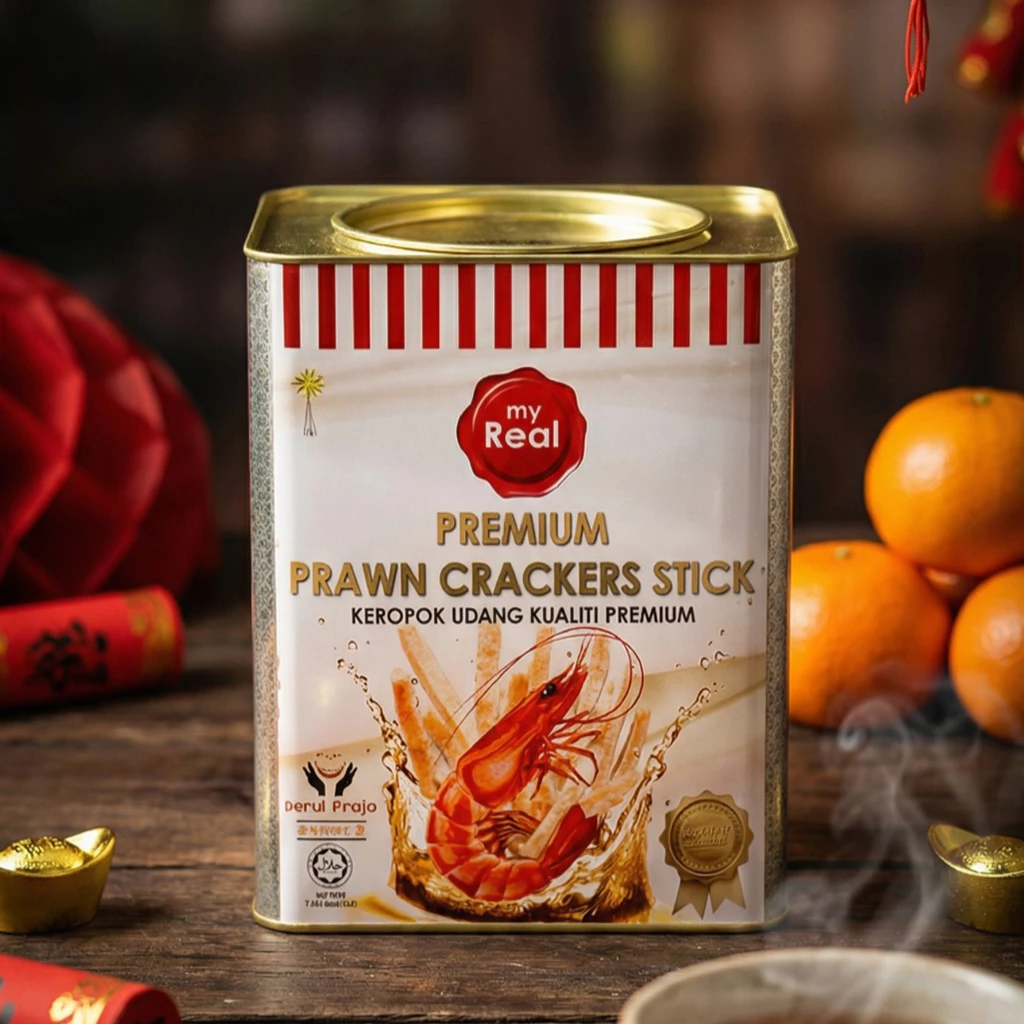 12 x myReal Premium Prawn Crackers Stick 320g (Tin)